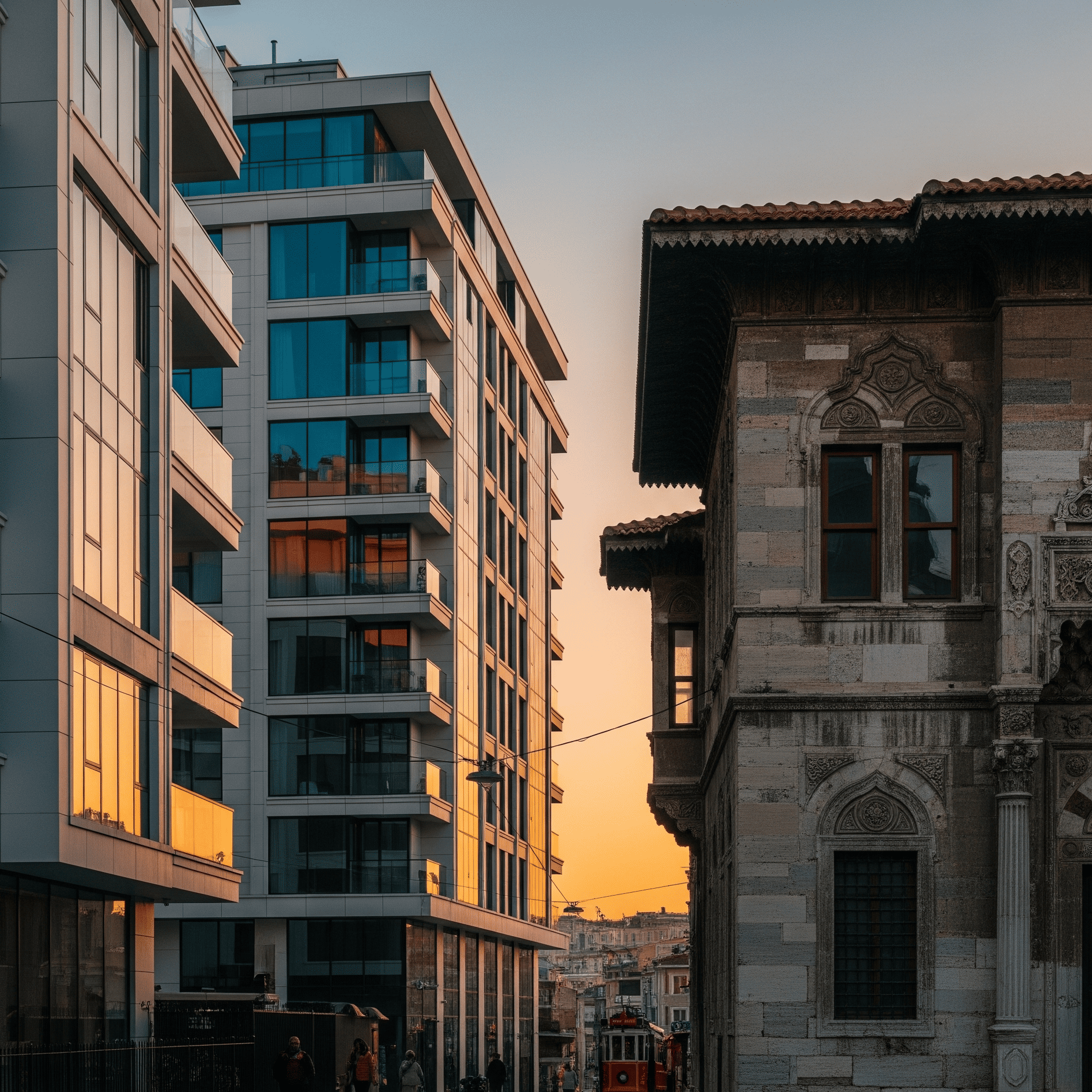 Modern residential buildings alongside heritage properties in Fatih Istanbul.